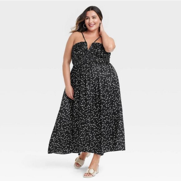 Women's Maxi Sundress - A New Day™ Black White Floral XL - Picture 1 of 3